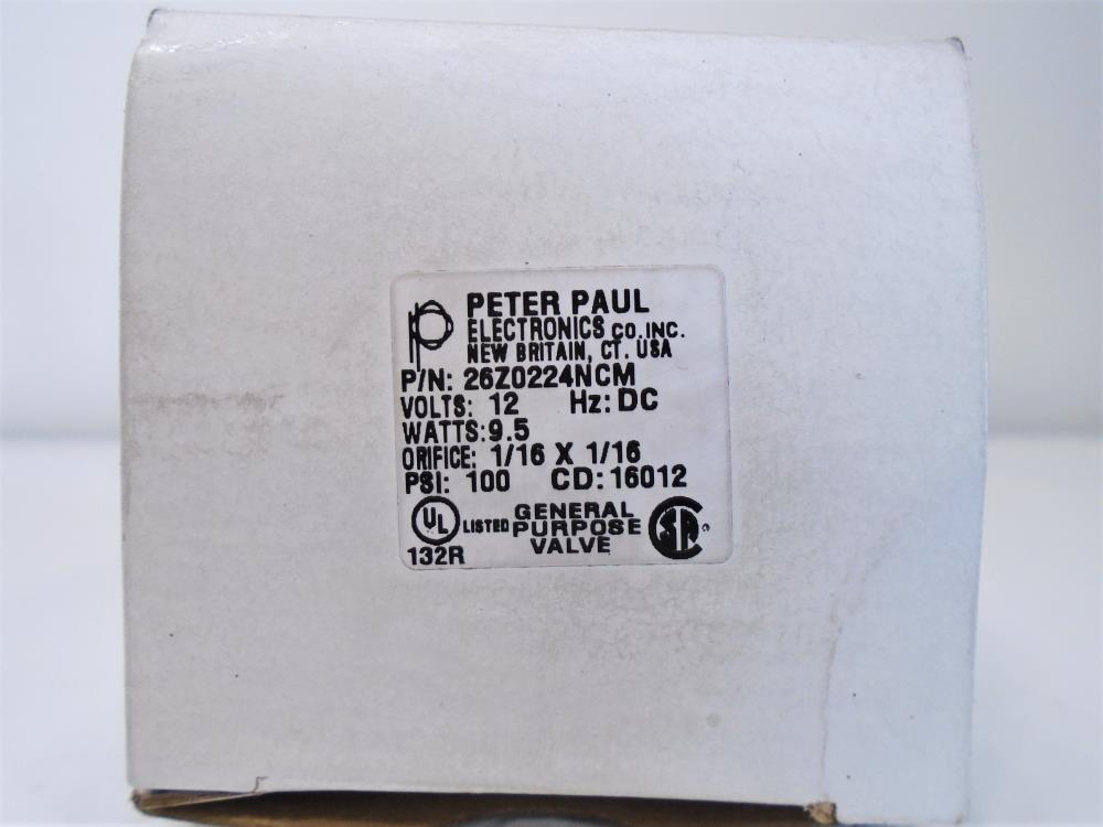 Peter Paul 1/4" NPT 12 Volt Solenoid Valve 26Z0224NCM